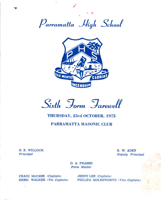 Parramatta High School 6th Form Farewell 1975